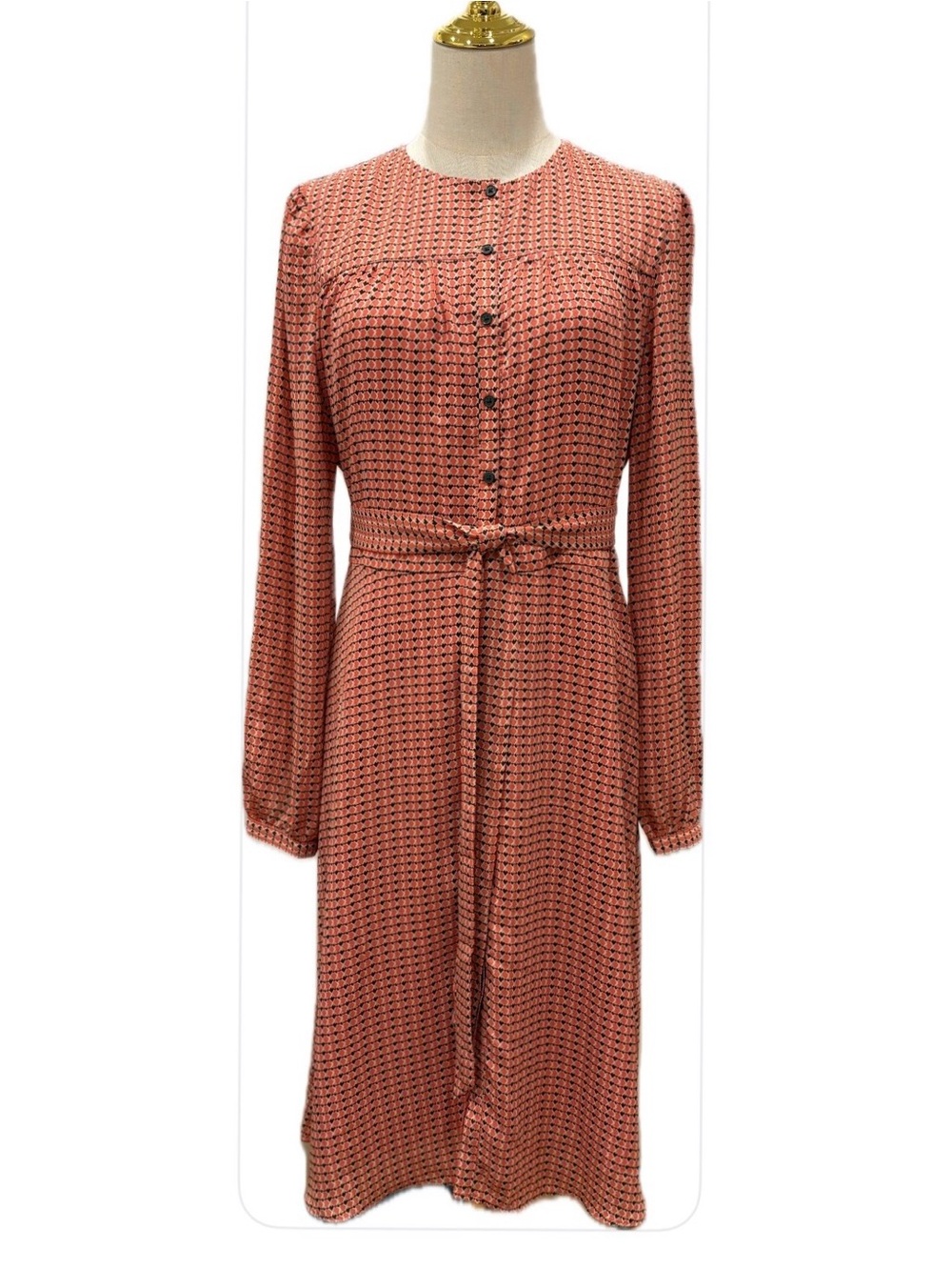 Banana Republic NWOT Button Down Belted Long Sleeves Round Neck Lined Dress 10